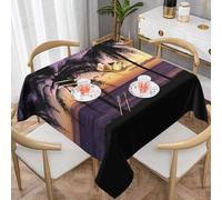 DCEHGEW Sunset Beach Palm Tree Prints Square Tablecloth 137x137 CM, Waterproof Fabric Table Cloth for Dining Table, Farmhouse Table Cover for Kitchen Dining Tabletop Decoration