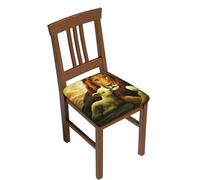 DCEHGEW Sunset Lion Lamb Bird Prints Dining Chair Seat Covers Set 4-Pieces, Removable Washable Chair Slipcovers for Dining Room Kitchen Garden Office