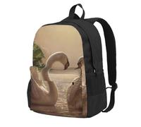 DCEHGEW swan green leaves Printed Travel Laptop Backpack, Lightweight School Bag for Hiking and Casual Daypack Use