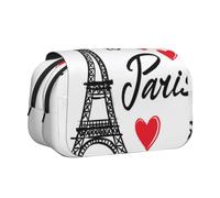 DCEHGEW Take Me to Paris Prints Flap Pencil Case Stylish Storage Bag, Double Layer Large Capacity Pen Pouch for School Office Travel