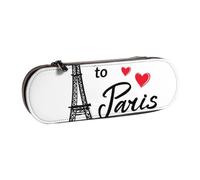 DCEHGEW Take Me to Paris Prints Leather Pencil Case Organiser with Pen Slots, Hard Shell Stylish Pouch for School Office Travel, Gift for Students Men Women