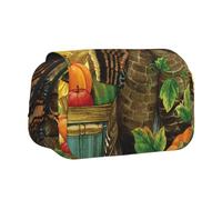 DCEHGEW Thanksgiving Turkey Pumpkin Prints Flap Pencil Case Stylish Storage Bag, Double Layer Large Capacity Pen Pouch for School Office Travel