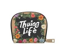 DCEHGEW Thug Life Flowers Credit Card Holder Pouch Shell Wallet Business Card Case Storage Zipper Coin Pocket Purse Xmas Gift