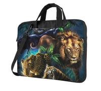 DCEHGEW Tiger Lions and Leopard Printed Laptop Bag 13 inch, Triple-Layers Protection Shockproof Crossbody Laptop Shoulder Bag for Men Women