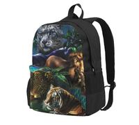 DCEHGEW Tiger Lions and Leopard Printed Travel Laptop Backpack, Lightweight School Bag for Hiking and Casual Daypack Use