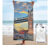 DCEHGEW Tower Bridge in London Printed Quick Dry Bath Towel 80x160 CM, Highly Absorbent Bath Sheet with Bag for Beach, Travel, Hotel and Home