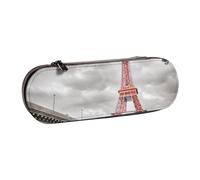 DCEHGEW Tower Paris Prints Leather Pencil Case Organiser with Pen Slots, Hard Shell Stylish Pouch for School Office Travel, Gift for Students Men Women