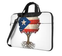 DCEHGEW Tree with Puerto Rican Flag Printed Laptop Bag 15.6 inch, Triple-Layers Protection Shockproof Crossbody Laptop Shoulder Bag for Men Women