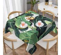DCEHGEW Tropical Banana Palm Leaves Prints Square Tablecloth 137x137 CM, Waterproof Fabric Table Cloth for Dining Table, Farmhouse Table Cover for Kitchen Dining Tabletop Decoration