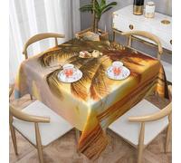 DCEHGEW Tropical Beach Palm Tree Sunset Prints Square Tablecloth 137x137 CM, Waterproof Fabric Table Cloth for Dining Table, Farmhouse Table Cover for Kitchen Dining Tabletop Decoration
