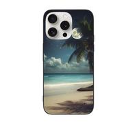 DCEHGEW Tropical Beach Palm Tree with Full Moon Prints Phone Case for iPhone 15 Pro Max 6.7 inch, TPU Shockproof Phone Cover Case, Supports Wireless Charging, without Lens Protection