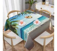 DCEHGEW Tropical Palm Tree Hawaii Beach Prints Square Tablecloth 137x137 CM, Waterproof Fabric Table Cloth for Dining Table, Farmhouse Table Cover for Kitchen Dining Tabletop Decoration
