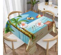 DCEHGEW Tropical Palm Tree Prints Square Tablecloth 137x137 CM, Waterproof Fabric Table Cloth for Dining Table, Farmhouse Table Cover for Kitchen Dining Tabletop Decoration