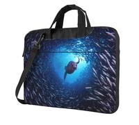 DCEHGEW Underwater sea lion Printed Laptop Bag 14 inch, Triple-Layers Protection Shockproof Crossbody Laptop Shoulder Bag for Men Women