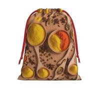 DCEHGEW Various Seasonings Printed Patterns Soft Drawstring Gift Wrapping Bags, Reusable Polyester Pouch Storage Bag for Christmas, Halloween, Party Favors, Jewelry, Large Size: 15.8x20.9 inches
