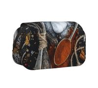 DCEHGEW Various Seasonings Prints Flap Pencil Case Stylish Storage Bag, Double Layer Large Capacity Pen Pouch for School Office Travel