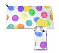 DCEHGEW Watercolor Rainbow Circle Prints Microfiber Towel 80x40 CM Quick Dry Absorbent Towels Travel Sports Towels for Camping Gym Bath Beach Yoga Swimming