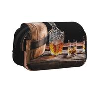 DCEHGEW Whisky Beer Pictures Prints Flap Pencil Case Stylish Storage Bag, Double Layer Large Capacity Pen Pouch for School Office Travel