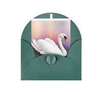 DCEHGEW White Swan Personalized Christmas Thanksgiving Greeting Card 6x4 inches with Dark Green Envelope for Business Wedding Birthday Housewarming Holiday Card for Family Friends Teachers 1 pc