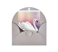 DCEHGEW White Swan Personalized Christmas Thanksgiving Greeting Card 6x4 inches with Gray Envelope for Business Wedding Birthday Housewarming Holiday Card for Family Friends Teachers 1 pc