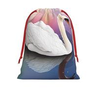 DCEHGEW White Swan Soft Drawstring Gift Wrapping Bags, Reusable Polyester Pouch Storage Bag for Christmas, Halloween, Party Favors, Jewelry, Medium Size: 11.8x15.8 inches