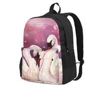 DCEHGEW White Swans with Pink Floral Tree Printed Travel Laptop Backpack, Lightweight School Bag for Hiking and Casual Daypack Use