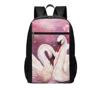 DCEHGEW White Swans with Pink Floral Tree Printed Travel Laptop Backpack - Lightweight School Bag for Casual Daypack, Hiking Daypack