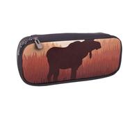 DCEHGEW Wild Animal Moose Prints PU Leather Pencil Case Flip-top Zipper Pen Pouch Organizer for School, Office, Travel, Personalized Gift