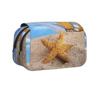 DCEHGEW Wishing Bottle Seascape Prints Flap Pencil Case Stylish Storage Bag, Double Layer Large Capacity Pen Pouch for School Office Travel