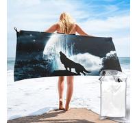 DCEHGEW Wolf Howling At The Moon Printed Quick Dry Bath Towel 160x80 CM, Highly Absorbent Bath Sheet with Bag for Beach, Travel, Hotel and Home