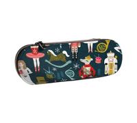 DCEHGEW Women's Nutcracker Ballet Xmas Dance Prints Leather Pencil Case Organiser with Pen Slots, Hard Shell Stylish Pouch for School Office Travel, Gift for Students Men Women