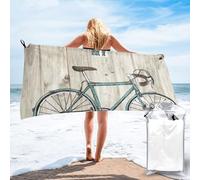 DCEHGEW Wooden I Want to Ride My Bike Printed Quick Dry Bath Towel 160x80 CM, Highly Absorbent Bath Sheet with Bag for Beach, Travel, Hotel and Home