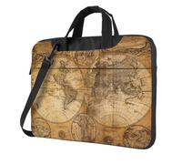 DCEHGEW World Map Printed Laptop Bag 13 inch, Triple-Layers Protection Shockproof Crossbody Laptop Shoulder Bag for Men Women