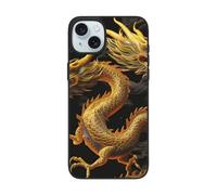 DCEHGEW Yellow Dragon Black Background Prints Phone Case for iPhone 15 Pro Max 6.7 Inch, TPU Shockproof Phone Cover Case, Supports Wireless Charging, with Lens Protection