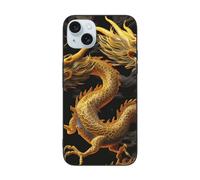 DCEHGEW Yellow Dragon Black Background Prints Phone Case for iPhone 15 Pro Max 6.7 Inch, TPU Shockproof Phone Cover Case, Supports Wireless Charging, without Lens Protection