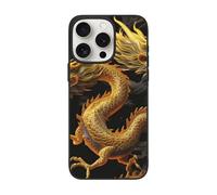 DCEHGEW Yellow Dragon Black Background Prints Phone Case for iPhone 15 Pro Max 6.7 inch, TPU Shockproof Phone Cover Case, Supports Wireless Charging, with Lens Protection