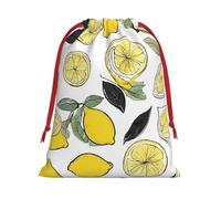 DCEHGEW Yellow Lemon Printing Soft Drawstring Gift Wrapping Bags, Reusable Polyester Pouch Storage Bag for Christmas, Halloween, Party Favors, Jewelry, Large Size: 15.8x20.9 inches