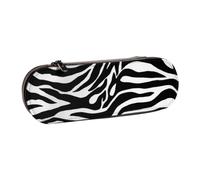 DCEHGEW Zebra Print Stripe Prints Leather Pencil Case Organiser with Pen Slots, Hard Shell Stylish Pouch for School Office Travel, Gift for Students Men Women