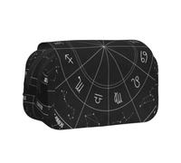 DCEHGEW Zodiac Constellation Space Prints Flap Pencil Case Stylish Storage Bag, Double Layer Large Capacity Pen Pouch for School Office Travel