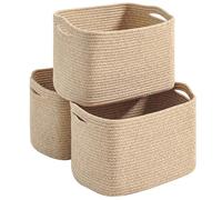 Dcerzxzci Storage Baskets for Organizing Shelves, Woven Baskets for Storage, Rectabgle Cotton Rope Basket, Toy Storage Basket for Nursery Baby Room Kid's Room, 15"×11"×9.5", Pack of 3, Brown