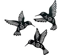 Dcfbkl 3Pcs Metal Hummingbird Wall Art Decor Hollow Out Iron Black Bird Statue Ornament Cast Iron Bird