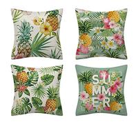 Dcfbkl 4Pcs/Set Leaves Pineapple Pillover for Case Digital Print Polyester Linen Decorative Throw Cushion Cover Fall Decor