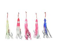 Dcfbkl 5Pcs Saltwater Baits with Hook Octopuses Skirt Trolling Swimbait Soft Glowing Octopuses Trolling Fishing Squid Lures Squid Baits with Hook