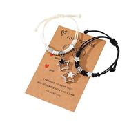 Dcfbkl European Novel Good Friend Girlfriends Five-Pointed Star Hand-Woven Wax Thread Bracelets 2-Piece Set Adjustable Wrist Chain for Women Men
