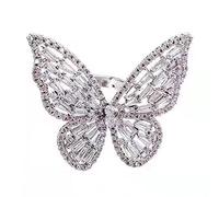 Dcfbkl Fashion Inlaid Zircon Rings Hollow Butterfly Wings Open Adjustable Finger Jewelry Animal Promise Band Women Fashion Jewelry Vintage Rings For Women Engagement