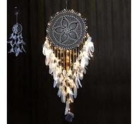 Dcfbkl Feather Dream Catcher LED Fairy Lights Nordic Decoration Wall Hanging Ornaments for Girls Bedroom Kids Nursery Feather Dream Catcher