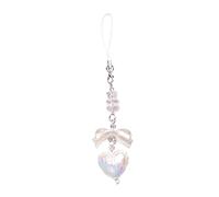 Dcfbkl Love Heart Keychain Phone Charm Handcrafted Beaded Pendant Beautiful Bowknot Anti-Lost Chain Hangings Delicate Beaded Lanyard