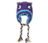 Dcfbkl Lovely Cap Knitted Plush Monsters Hat for Skiing Hiking Size Lady Windproof with Braid Ear Flap Plush Hat Fashion Accessory Purple Blue
