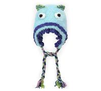Dcfbkl Lovely Cap Knitted Plush Monsters Hat for Skiing Hiking Size Lady Windproof with Braid Ear Flap Plush Hat Fashion Accessory Sky Blue