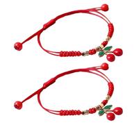 Dcfbkl Pack of 2 Stylish Beaded Bracelets Unique Friendship Bracelets Delicate Strawberry Pendant Hand Rope Accessory Suitable for All Ages